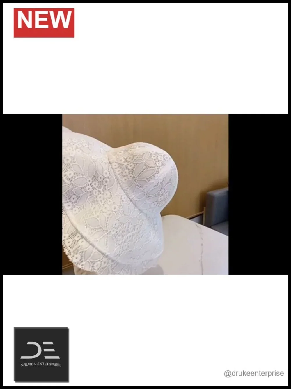 Lace Floppy Wide Brim Sun Hat with Chin Strap Foldable Bucket Hat